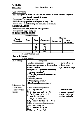 Giáo án Tiếng anh lớp 8 - Học kì I - Năm học 2012-2013